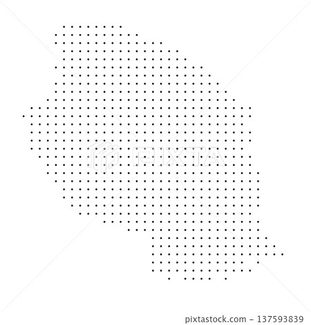 Tanzania country dotted map. Black spot pixel illustration isolated on white background. Vector circle mosaic. Tanzania country dotted map. Black spot pixel illustration isolated on white background. Vector circle mosaic. 137593839