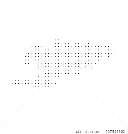 Kyrgyzstan country dotted map. Black spot pixel illustration isolated on white background. Vector circle mosaic. Kyrgyzstan country dotted map. Black spot pixel illustration isolated on white background. Vector circle mosaic. 137593862