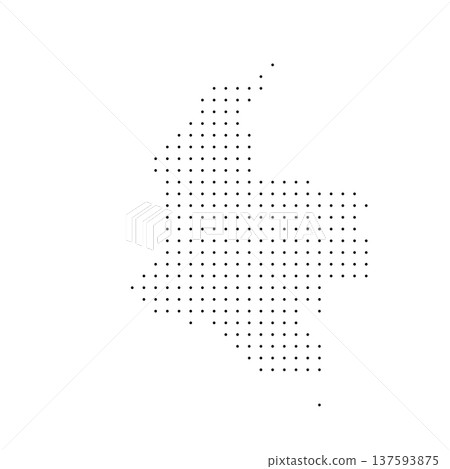 Colombia country dotted map. Black spot pixel illustration isolated on white background. Vector circle mosaic. Colombia country dotted map. Black spot pixel illustration isolated on white background. Vector circle mosaic. 137593875