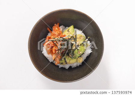 Avocado and Kimchi Rice Bowl Avocado and Kimchi Rice Bowl 137593974