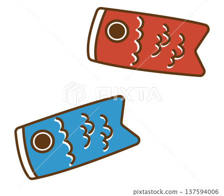 可愛的鯉魚旗插畫素材 137594006
