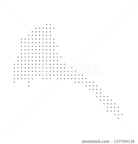 Eritrea country dotted map. Black spot pixel illustration isolated on white background. Vector circle mosaic. 137594136
