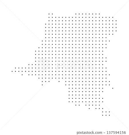 Democratic Republic of the Congo country dotted map. Black spot pixel illustration isolated on white background. Vector circle mosaic. Democratic Republic of the Congo country dotted map. Black spot pixel illustration isolated on white background. Vector circle mosaic. 137594156