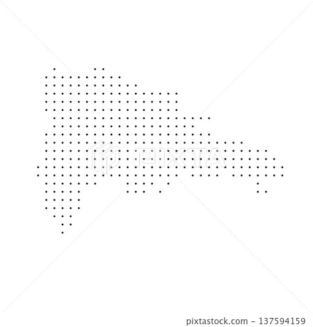 Dominican Republic country dotted map. Black spot pixel illustration isolated on white background. Vector circle mosaic. Dominican Republic country dotted map. Black spot pixel illustration isolated on white background. Vector circle mosaic. 137594159