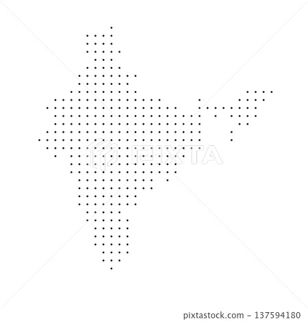 India country dotted map. Black spot pixel illustration isolated on white background. Vector circle mosaic. 137594180