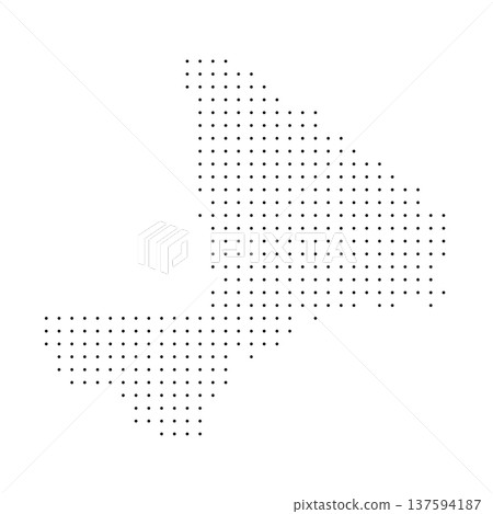 Mali country dotted map. Black spot pixel illustration isolated on white background. Vector circle mosaic. Mali country dotted map. Black spot pixel illustration isolated on white background. Vector circle mosaic. 137594187