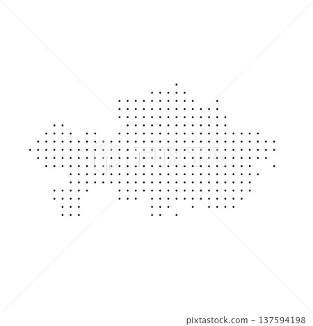 Kazakhstan country dotted map. Black spot pixel illustration isolated on white background. Vector circle mosaic. 137594198
