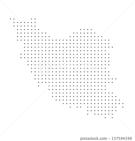 Iran country dotted map. Black spot pixel illustration isolated on white background. Vector circle mosaic. Iran country dotted map. Black spot pixel illustration isolated on white background. Vector circle mosaic. 137594199