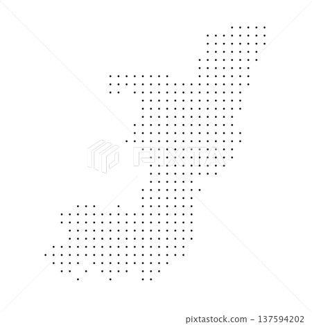 Republic of the Congo country dotted map. Black spot pixel illustration isolated on white background. Vector circle mosaic. 137594202