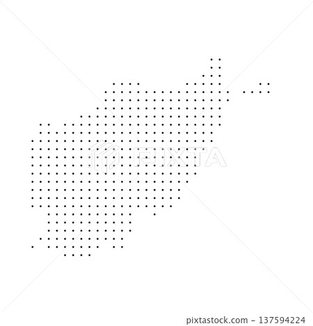 Afghanistan country dotted map. Black spot pixel illustration isolated on white background. Vector circle mosaic. 137594224