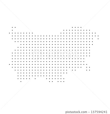 Bulgaria country dotted map. Black spot pixel illustration isolated on white background. Vector circle mosaic. Bulgaria country dotted map. Black spot pixel illustration isolated on white background. Vector circle mosaic. 137594241