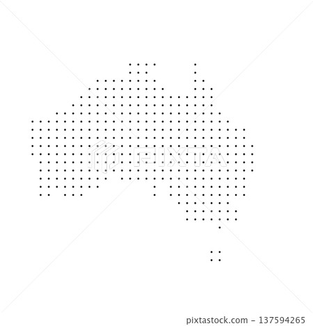 Australia country dotted map. Black spot pixel illustration isolated on white background. Vector circle mosaic. Australia country dotted map. Black spot pixel illustration isolated on white background. Vector circle mosaic. 137594265