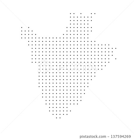 Burundi country dotted map. Black spot pixel illustration isolated on white background. Vector circle mosaic. 137594269