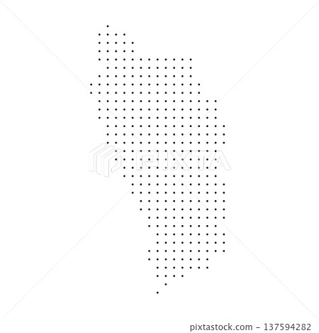 Dominica country dotted map. Black spot pixel illustration isolated on white background. Vector circle mosaic. 137594282