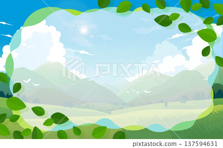 Fresh green landscape and pop leaf frame 5_horizontal Fresh green landscape and pop leaf frame 5_horizontal 137594631