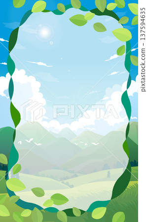 Fresh green landscape and pop leaf frame 6_Vertical 137594635