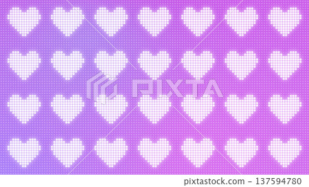 A cute background illustration of a dotted electronic signboard with a purple and blue gradient and white glowing hearts. A cute background illustration of a dotted electronic signboard with a purple and blue gradient and white glowing hearts. 137594780