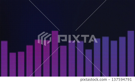 A dot-style background illustration of an equalizer with a blue and purple gradient glowing on a black background A dot-style background illustration of an equalizer with a blue and purple gradient glowing on a black background 137594791