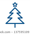 Blue fir tree icon Christmas illustration Simple and stylish line art 137595109
