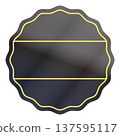 Glossy black and gold lined wavy circle sticker 137595117