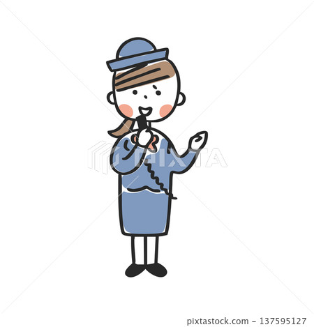 公車導遊女拿著麥克風講話——全身照 公車導遊女拿著麥克風講話——全身照 137595127