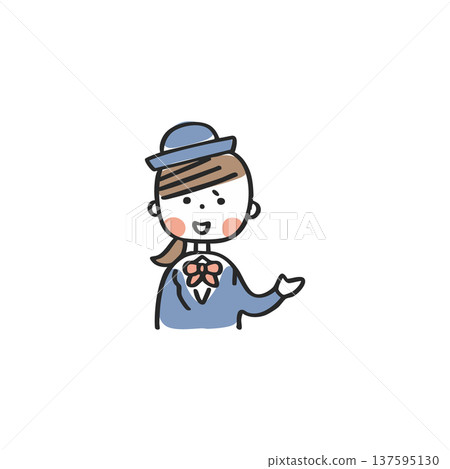 A female bus guide guiding with one hand 137595130