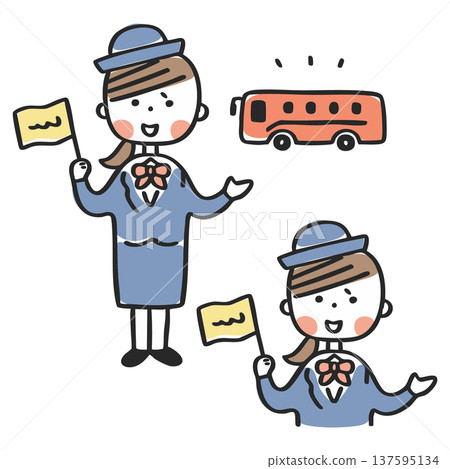 公車導遊女引導乘客上車_全身及上身套裝 137595134