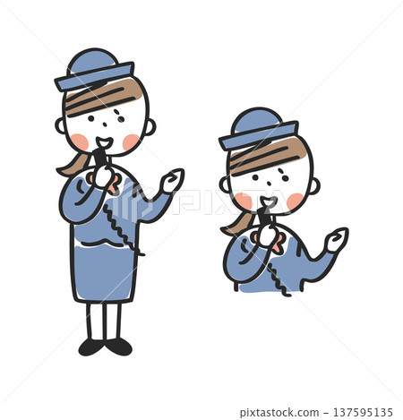 公車導遊女拿著麥克風講話——全身及上半身 公車導遊女拿著麥克風講話——全身及上半身 137595135