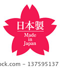 Made in Japan sticker | Red cherry blossom motif design 137595137