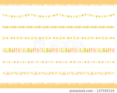 Cute pink and orange stylish line, border, and separator illustration set 137595519