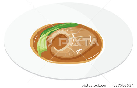 Illustration of shark fin served on a plate Illustration of shark fin served on a plate 137595534