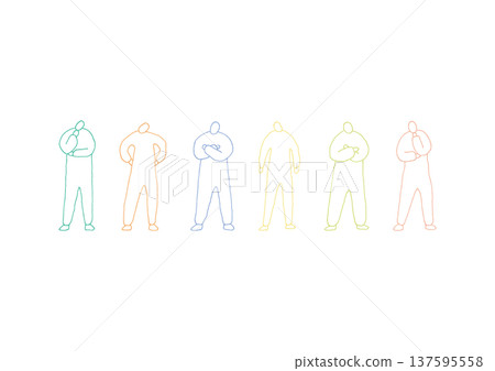 一組輕鬆隨興、色彩鮮豔的手繪插圖,描繪了一個人左右歪頭思考的場景。 一組輕鬆隨興、色彩鮮豔的手繪插圖,描繪了一個人左右歪頭思考的場景。 137595558