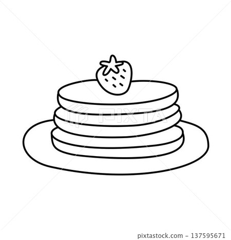 strawberry pancakes outline sketch strawberry pancakes outline sketch 137595671