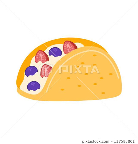 Fruit Pancake Taco with Strawberries and Blueberries Fruit Pancake Taco with Strawberries and Blueberries 137595801