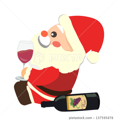 聖誕老人飲酒的插圖 137595878
