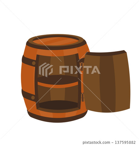 Illustration of a hinged wine barrel interior shelf Illustration of a hinged wine barrel interior shelf 137595882