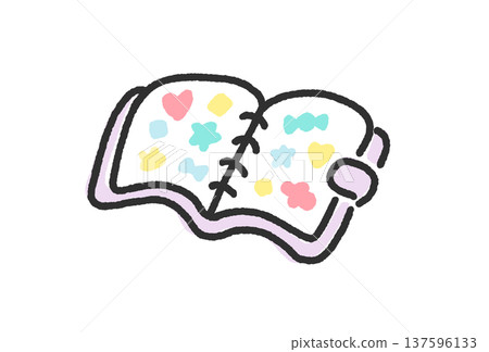 Cute hand-drawn line drawing sticker book/sticker binder, purple 137596133