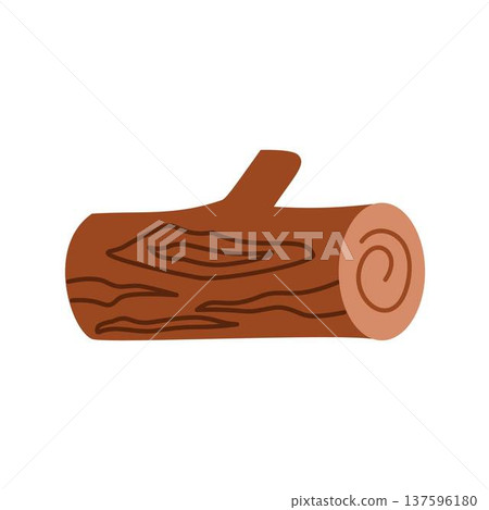 Wood Log element with Visible Grain and Tree Rings 137596180