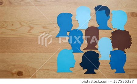 Blue paper cutouts of people on a ribbon background, promoting awareness for Tar Syndrome this awareness month Blue paper cutouts of people on a ribbon background, promoting awareness for Tar Syndrome this awareness month 137596357