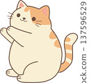 Cute feline illustrated in many funny positions in flat style. PNG 137596529