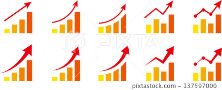 Arrow, graph, growth, rise, business chart icon illustration 137597000