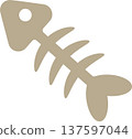 Minimalistic fish skeleton with clean lines and a simple style. PNG 137597044
