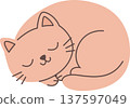 Peaceful cat nap scene in modern flat  style. PNG 137597049