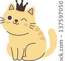 Charming feline sitting in clean flat illustration. PNG 137597050