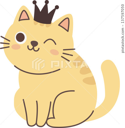 Charming feline sitting in clean flat illustration. PNG Charming feline sitting in clean flat illustration. PNG 137597050
