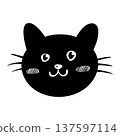 Cute Black Cat Face Vector Illustration with Hand-Drawn Style 137597114