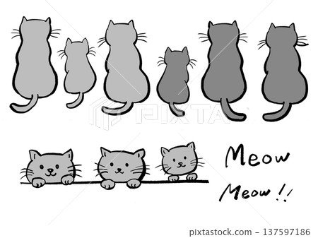 Hand drawn white cat illustration Hand drawn white cat illustration 137597186