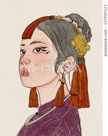 fashion portrait of young woman fashion portrait of young woman 137597221