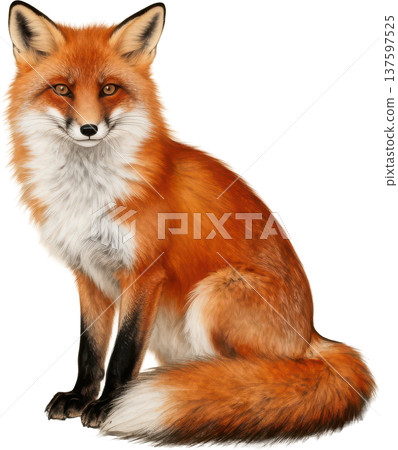 A realistic illustration of a beautiful red fox staring at you A realistic illustration of a beautiful red fox staring at you 137597525