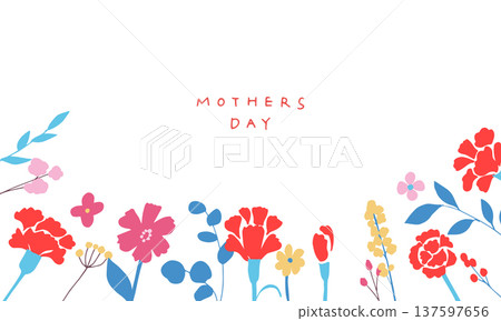Mother's Day illustration. Mother's Day carnation and spring flower illustration set. Mother's Day illustration. Mother's Day carnation and spring flower illustration set. 137597656
